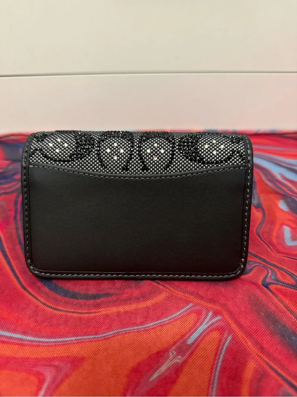 Rare Deadstock Coach Crystal Signature Jacquard Slim Card Case Wallet ✨
